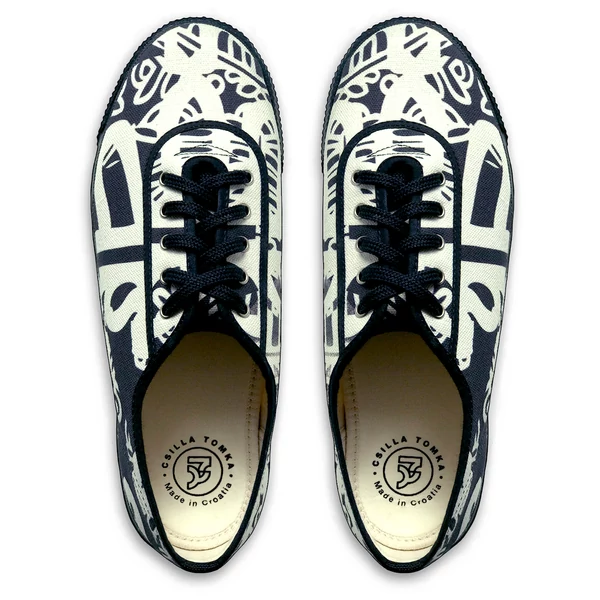 Tomka Csilla / Folyoda B-B art design canvas sneakers 44 / Folyoda Fk-Fk művészi mintás dizájn vászon tornacipő
